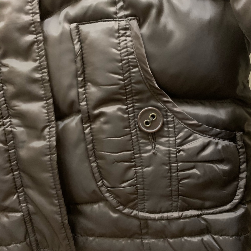 DKNY brown winter jacket with detachable hood sz M - Picture 4 of 6